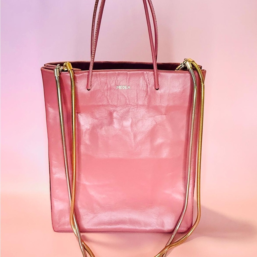 Medea Tall Busted Leather Tote – Lilac (Authentic)